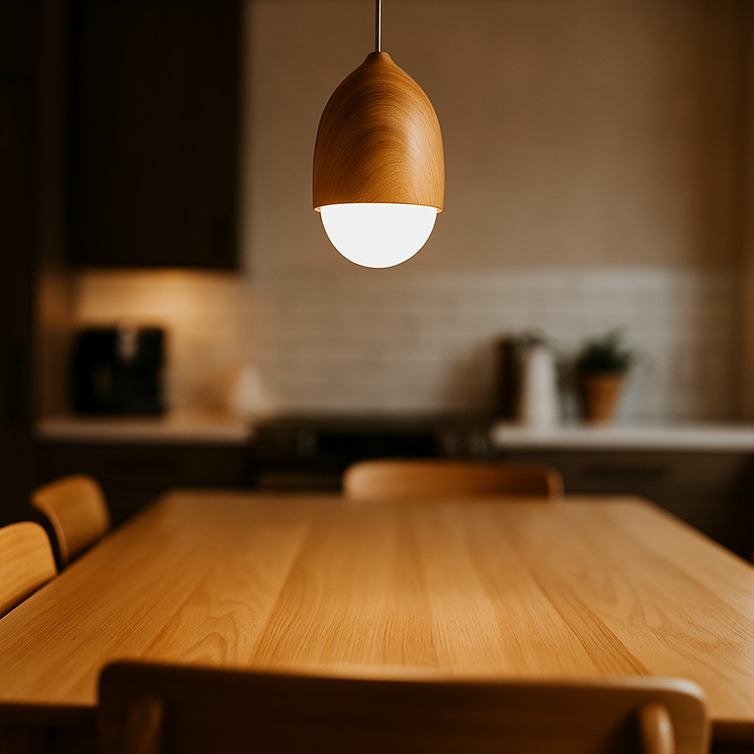 Szklana I Drewniana Lampa Wisząca | Naturalne Oświetlenie