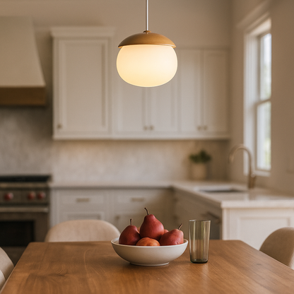 Szklana I Drewniana Lampa Wisząca | Naturalne Oświetlenie