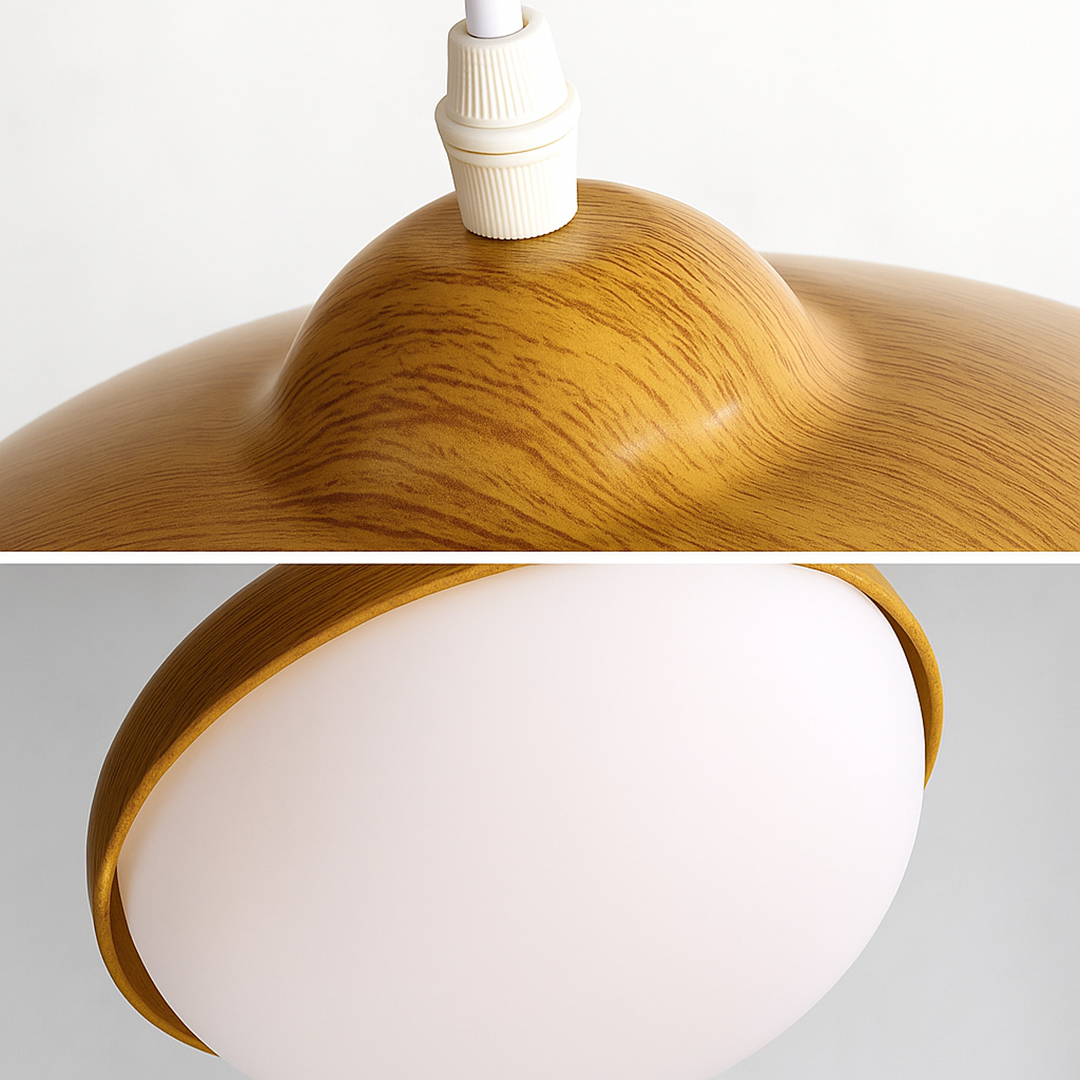 Szklana I Drewniana Lampa Wisząca | Naturalne Oświetlenie