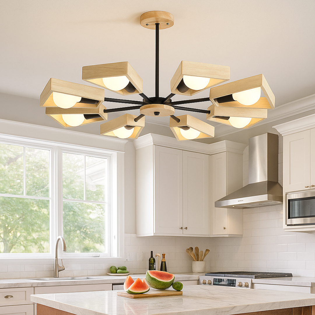 Stylowy Drewniany Żyrandol | Oświetlenie Sufitowe