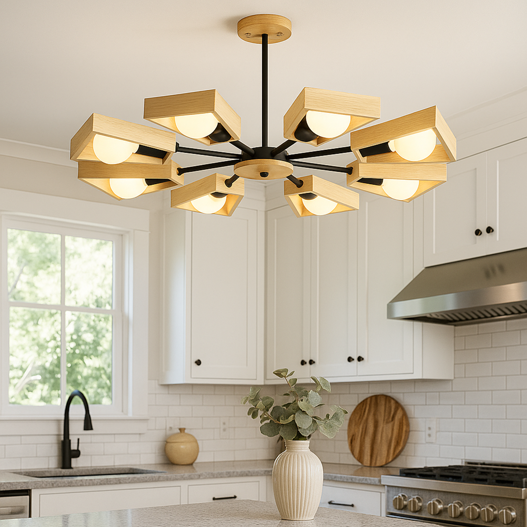 Stylowy Drewniany Żyrandol | Oświetlenie Sufitowe