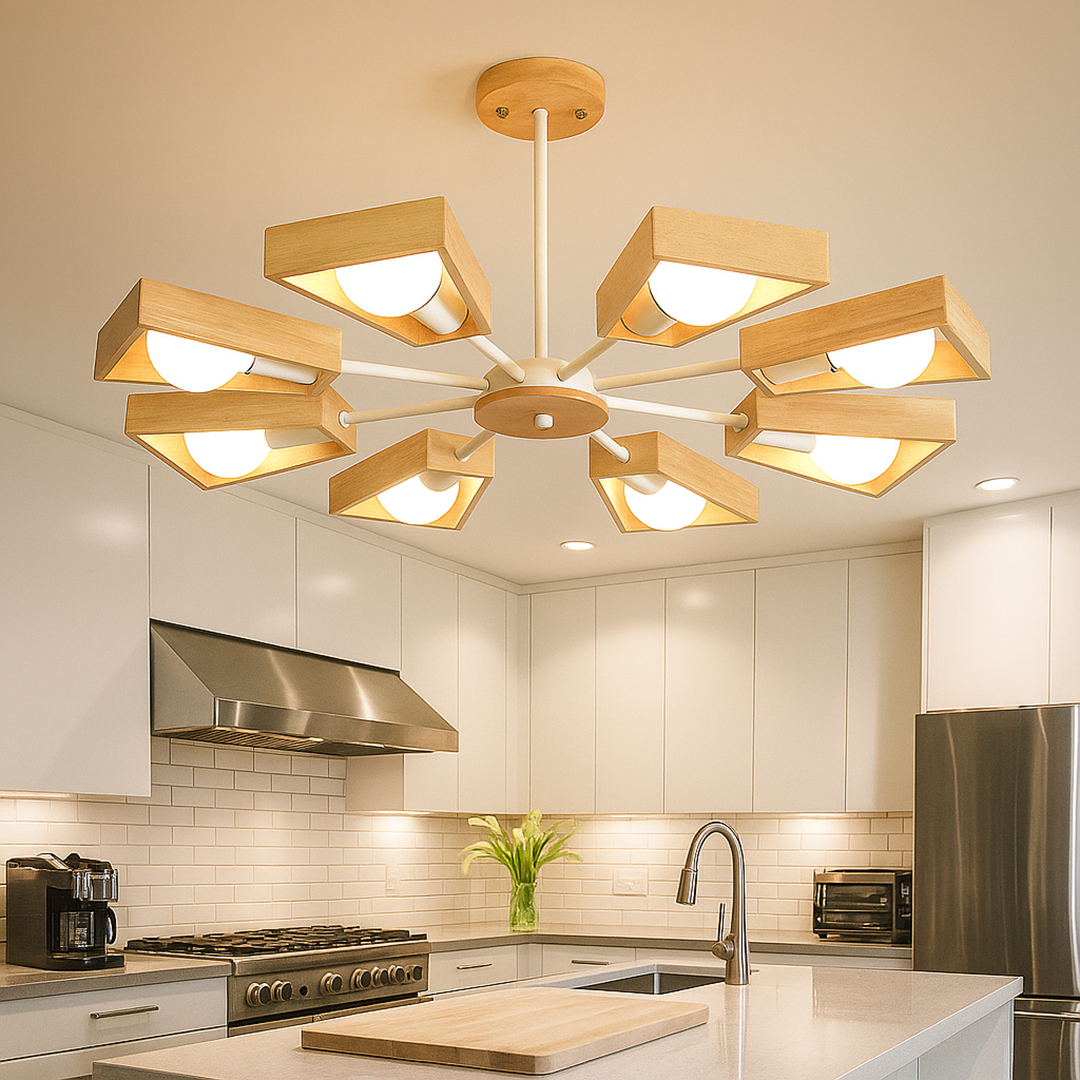 Stylowy Drewniany Żyrandol | Oświetlenie Sufitowe