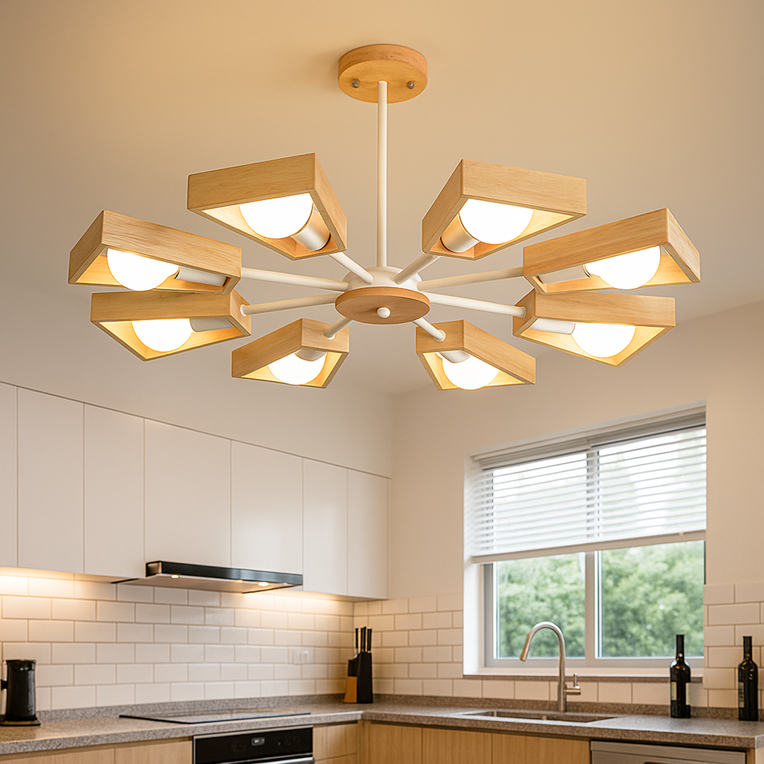 Stylowy Drewniany Żyrandol | Oświetlenie Sufitowe