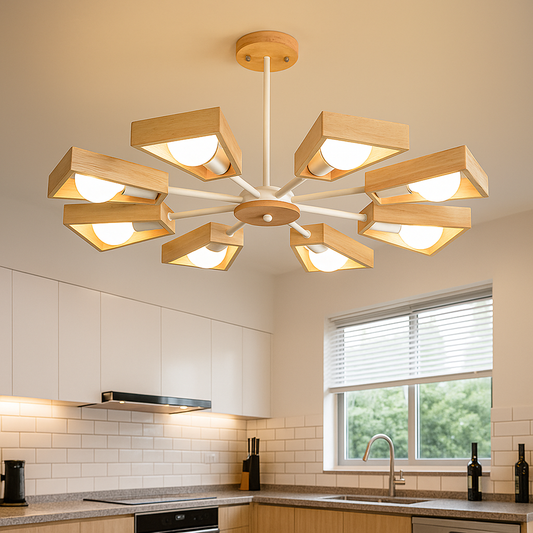 Stylowy Drewniany Żyrandol | Oświetlenie Sufitowe