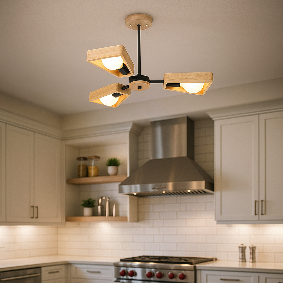 Stylowy Drewniany Żyrandol | Oświetlenie Sufitowe