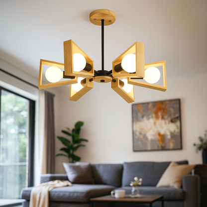 Stylowy Drewniany Żyrandol | Oświetlenie Sufitowe