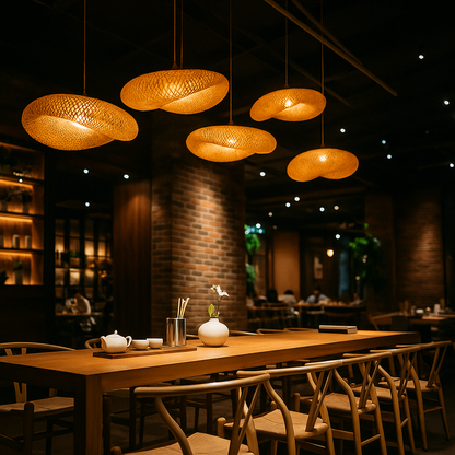 Pleciona Lampa Wisząca Z Bambusa | Oprawa Świetlna Z Bambusa