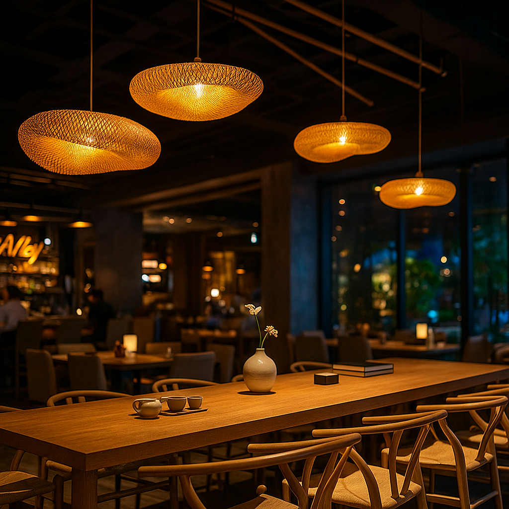 Pleciona Lampa Wisząca Z Bambusa | Oprawa Świetlna Z Bambusa