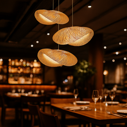 Pleciona Lampa Wisząca Z Bambusa | Oprawa Świetlna Z Bambusa