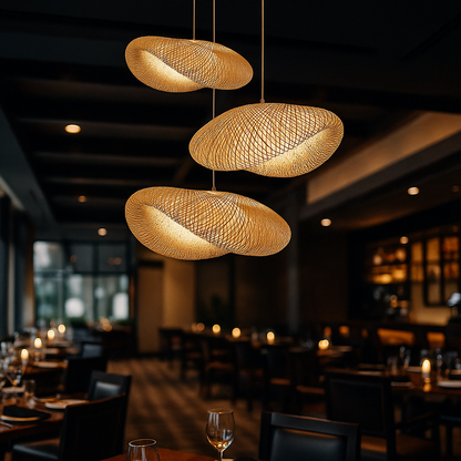 Pleciona Lampa Wisząca Z Bambusa | Oprawa Świetlna Z Bambusa