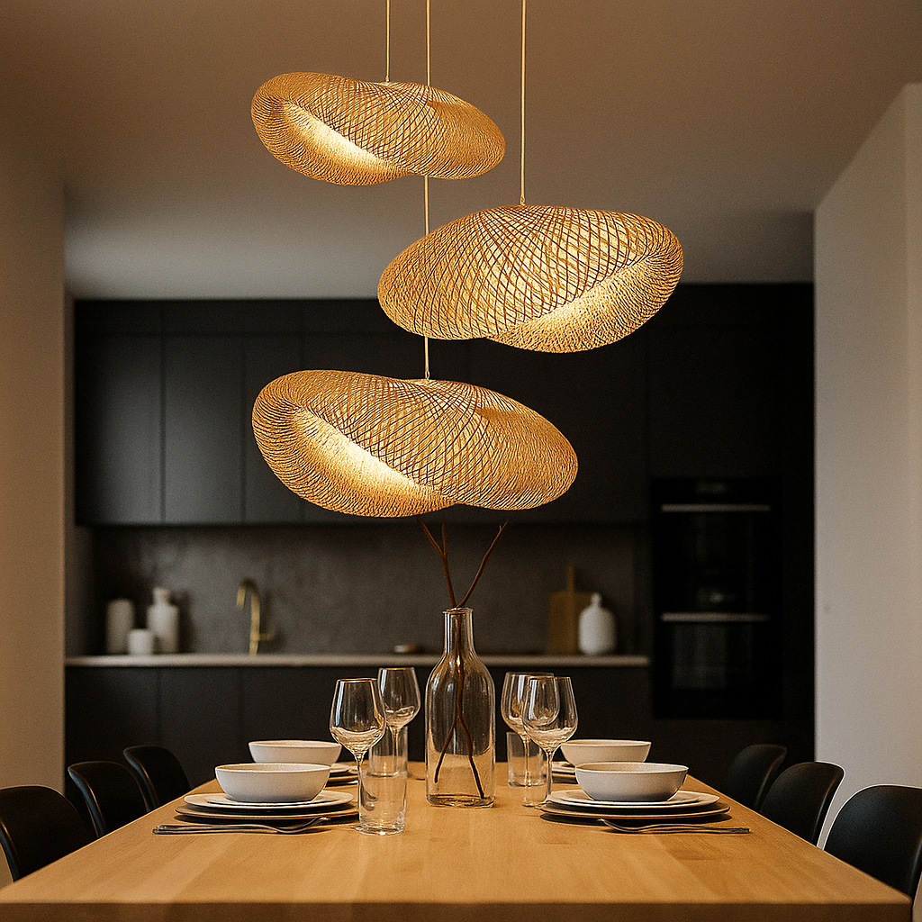 Pleciona Lampa Wisząca Z Bambusa | Oprawa Świetlna Z Bambusa