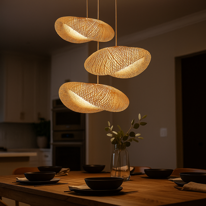 Pleciona Lampa Wisząca Z Bambusa | Oprawa Świetlna Z Bambusa