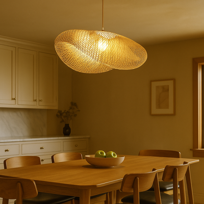Pleciona Lampa Wisząca Z Bambusa | Oprawa Świetlna Z Bambusa