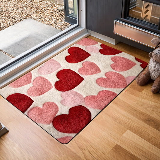 Heart Decorative Rectangular Door Mat