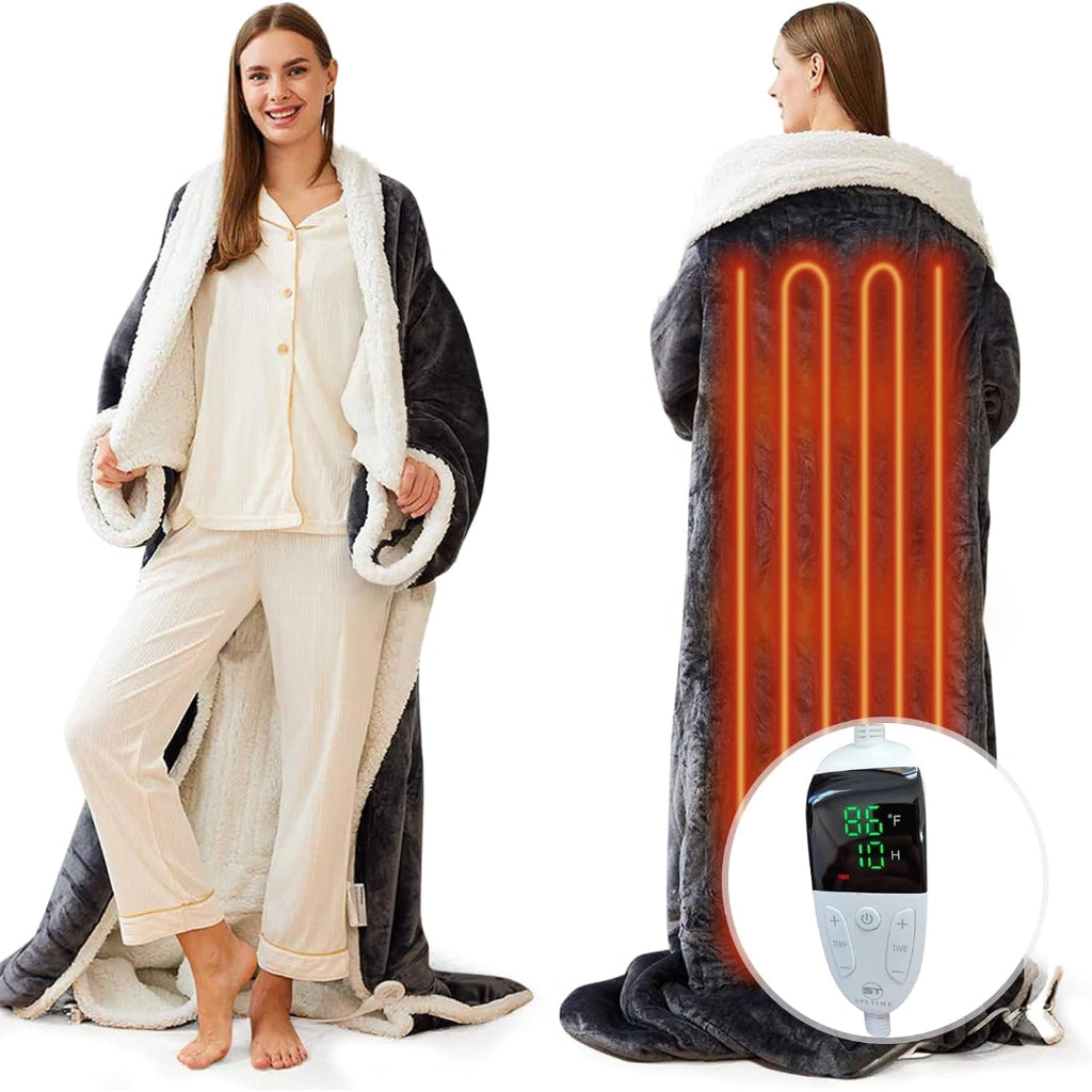 Electric Blanket Wearable Sherpa Fleece Throw for Adults Warmth - Image 3