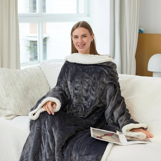 Electric Blanket Wearable Sherpa Fleece Throw for Adults Warmth