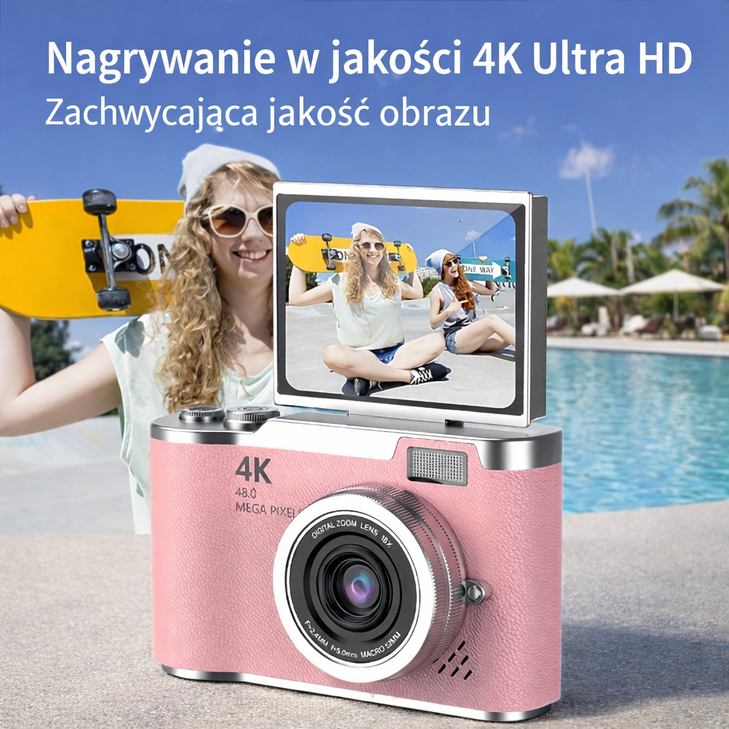 4K Digital Camera with Rotating Screen for Vlogging