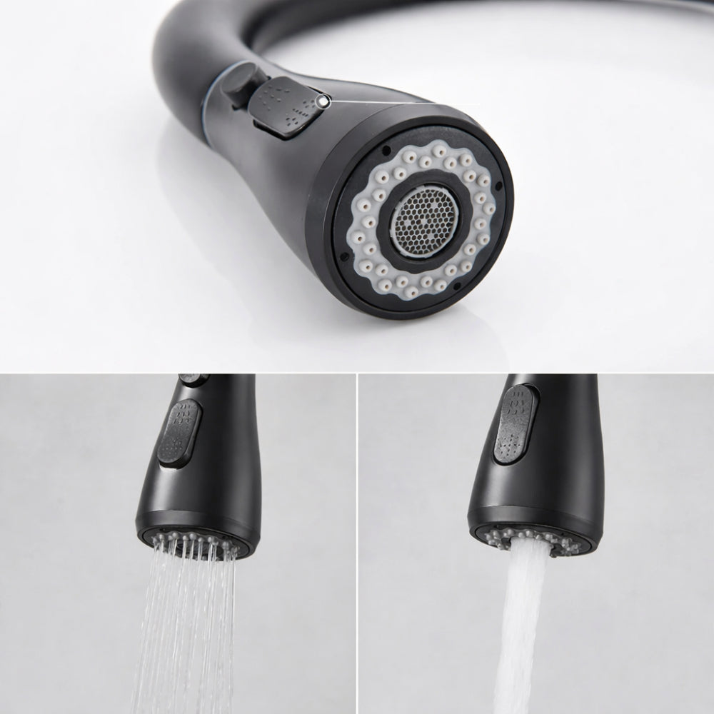 Kitchen Faucet Pull-Out Steel Single-Handle Black