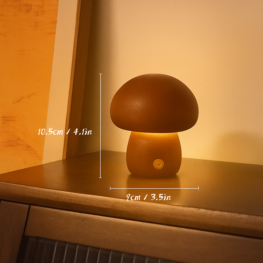 Bezprzewodowa Drewniana Lampa Stołowa | Kształt Grzyba