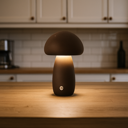 Bezprzewodowa Drewniana Lampa Stołowa | Kształt Grzyba