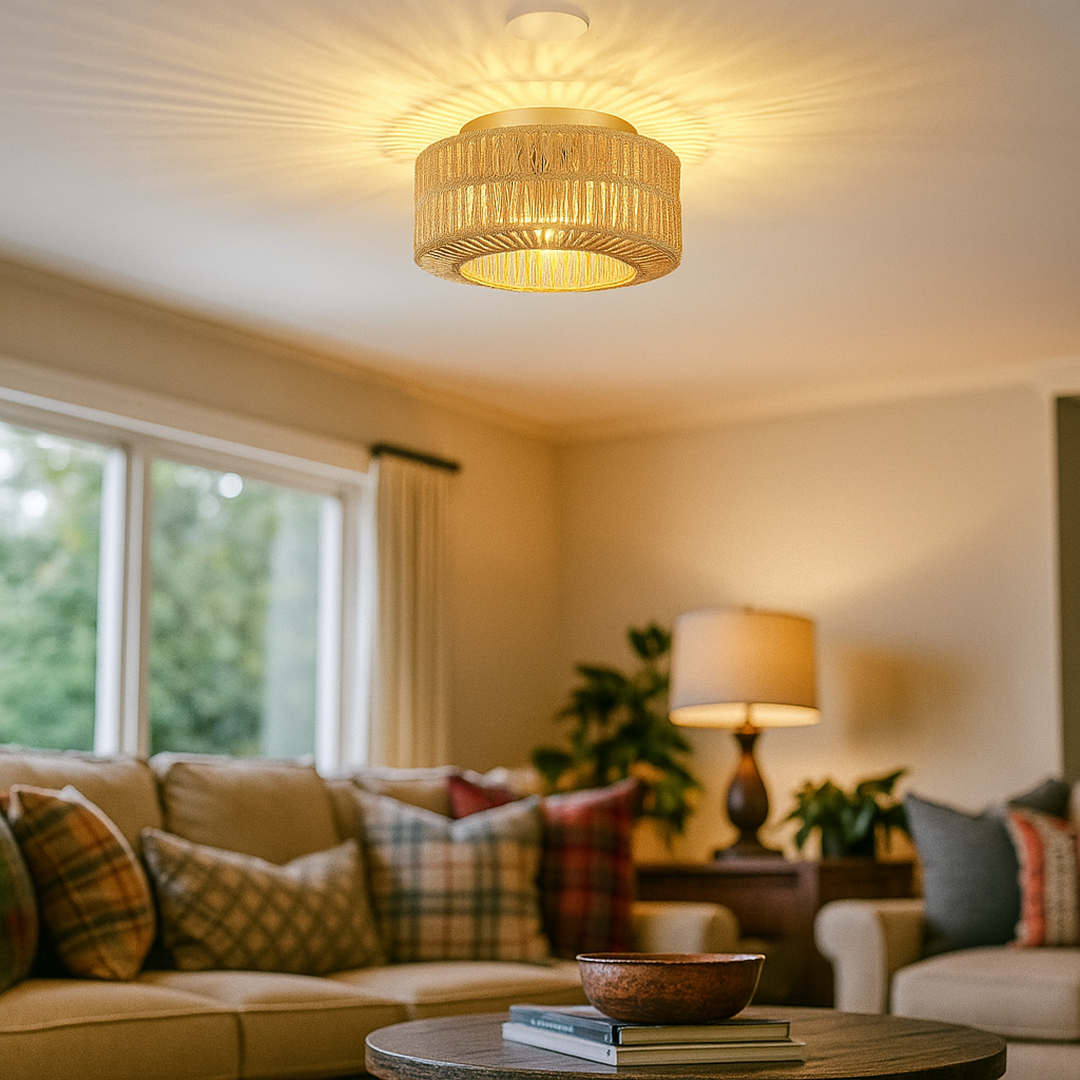 Boho Rattanowa Lampa Sufitowa | Stylowa