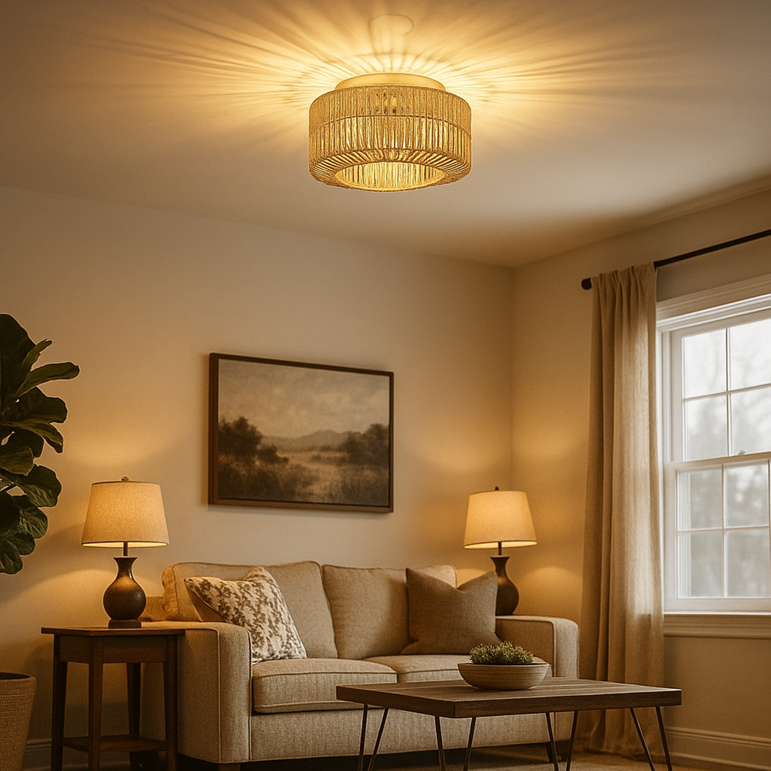 Boho Rattanowa Lampa Sufitowa | Stylowa