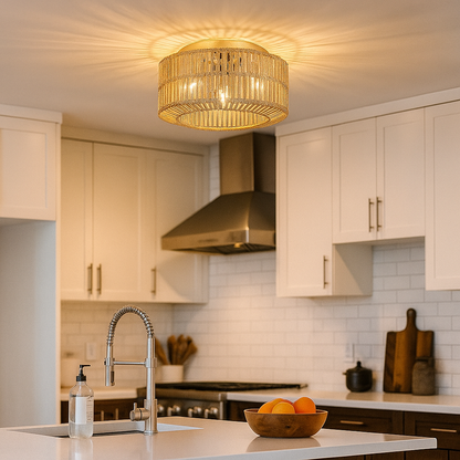 Boho Rattanowa Lampa Sufitowa | Stylowa