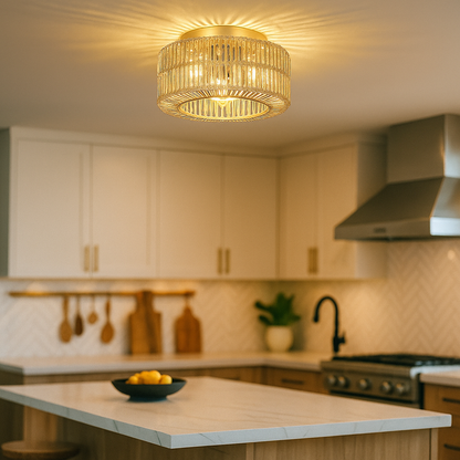 Boho Rattanowa Lampa Sufitowa | Stylowa