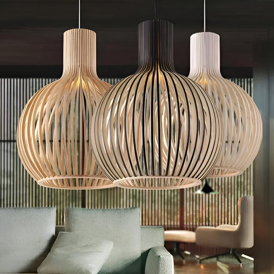 Nordic Wooden Ceiling Lamp | Rustic Scandinavian Design