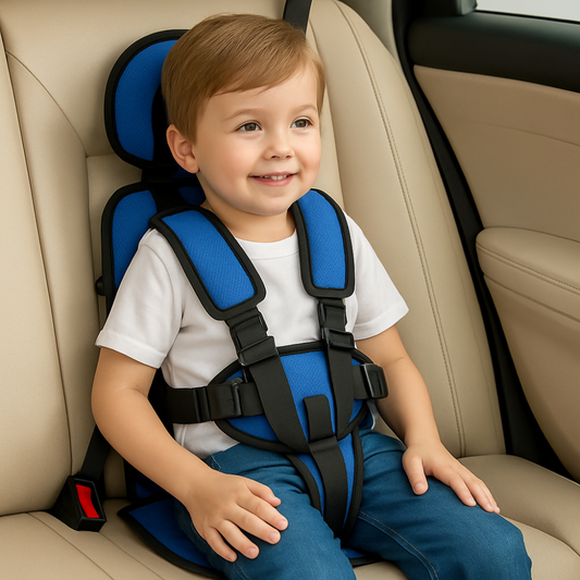 Child Car Booster Seat with Harness – Portable Foldable Travel Safety Seat