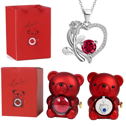 Romantic Bear Gift Set Heart Necklace