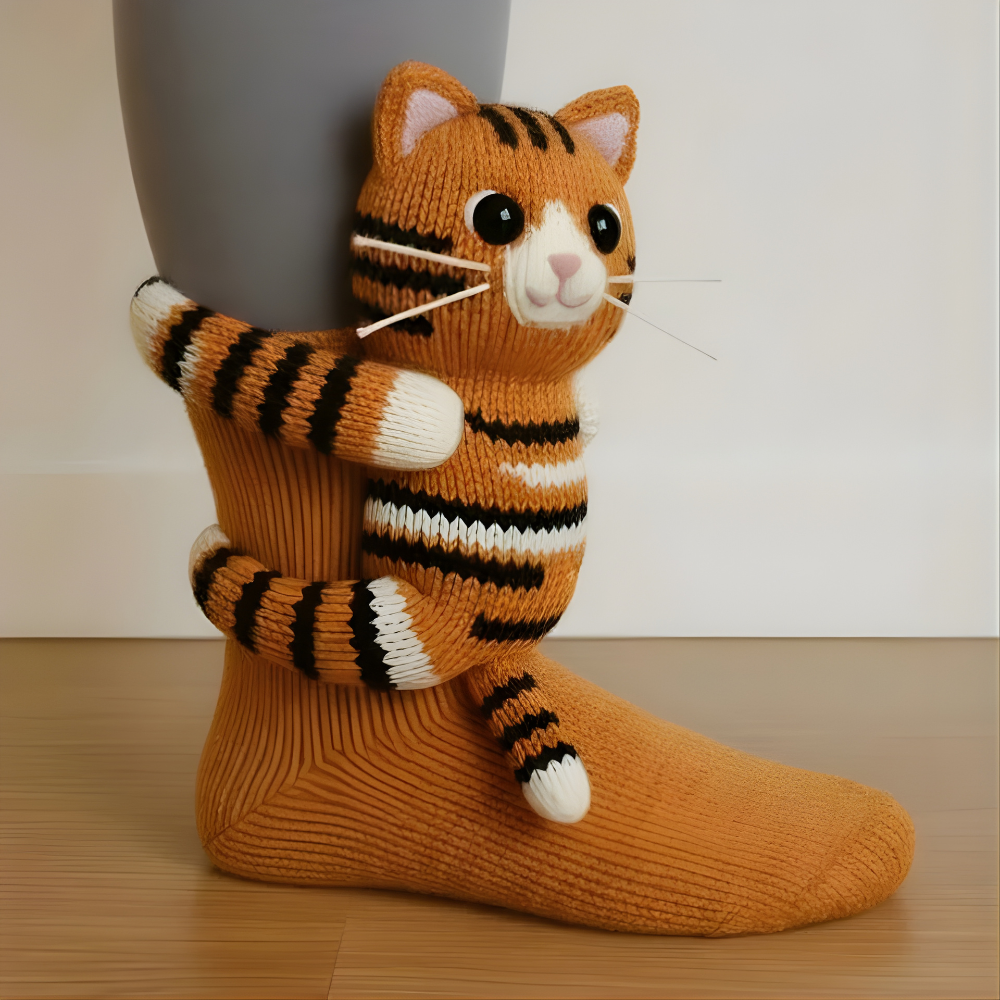 Unisex Animal Motif Socks - Cozy 3D Knit Slipper Footwear for Home - Image 3