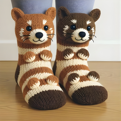 Unisex Animal Motif Socks - Cozy 3D Knit Slipper Footwear for Home - Image 10