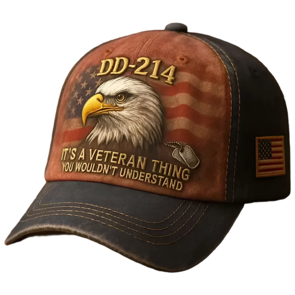 Vintage Baseball Cap Embroidery Eagle Veteran Motif