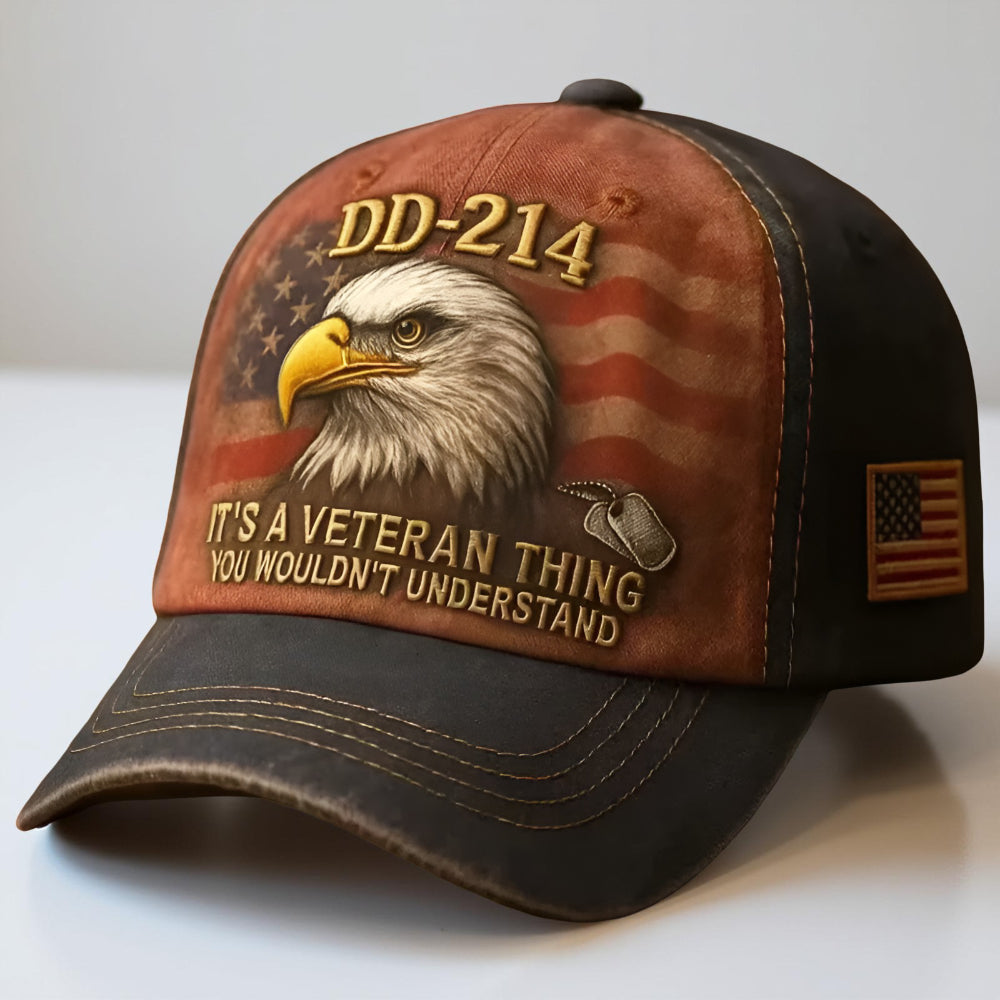Vintage Baseball Cap Embroidery Eagle Veteran Motif