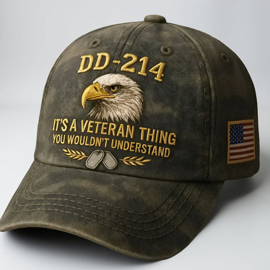 Vintage Baseball Cap Embroidery Eagle Veteran Motif