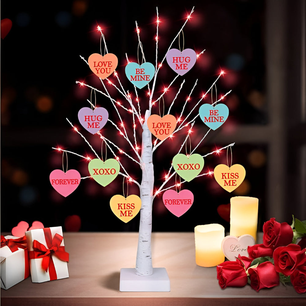 Valentine's Day Decoration Lighted Tree Table Hearts