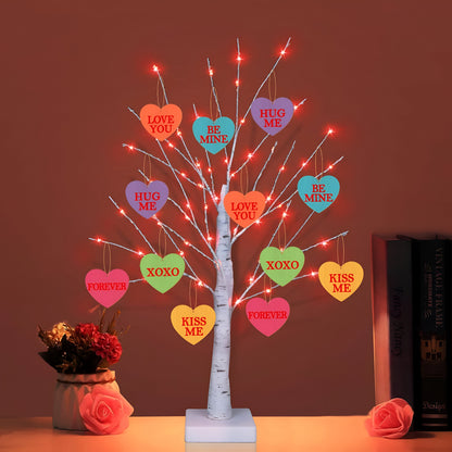 Valentine's Day Decoration Lighted Tree Table Hearts