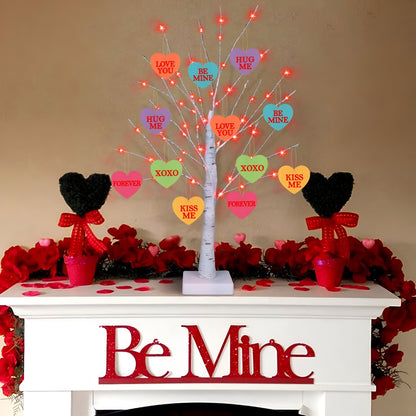 Valentine's Day Decoration Lighted Tree Table Hearts