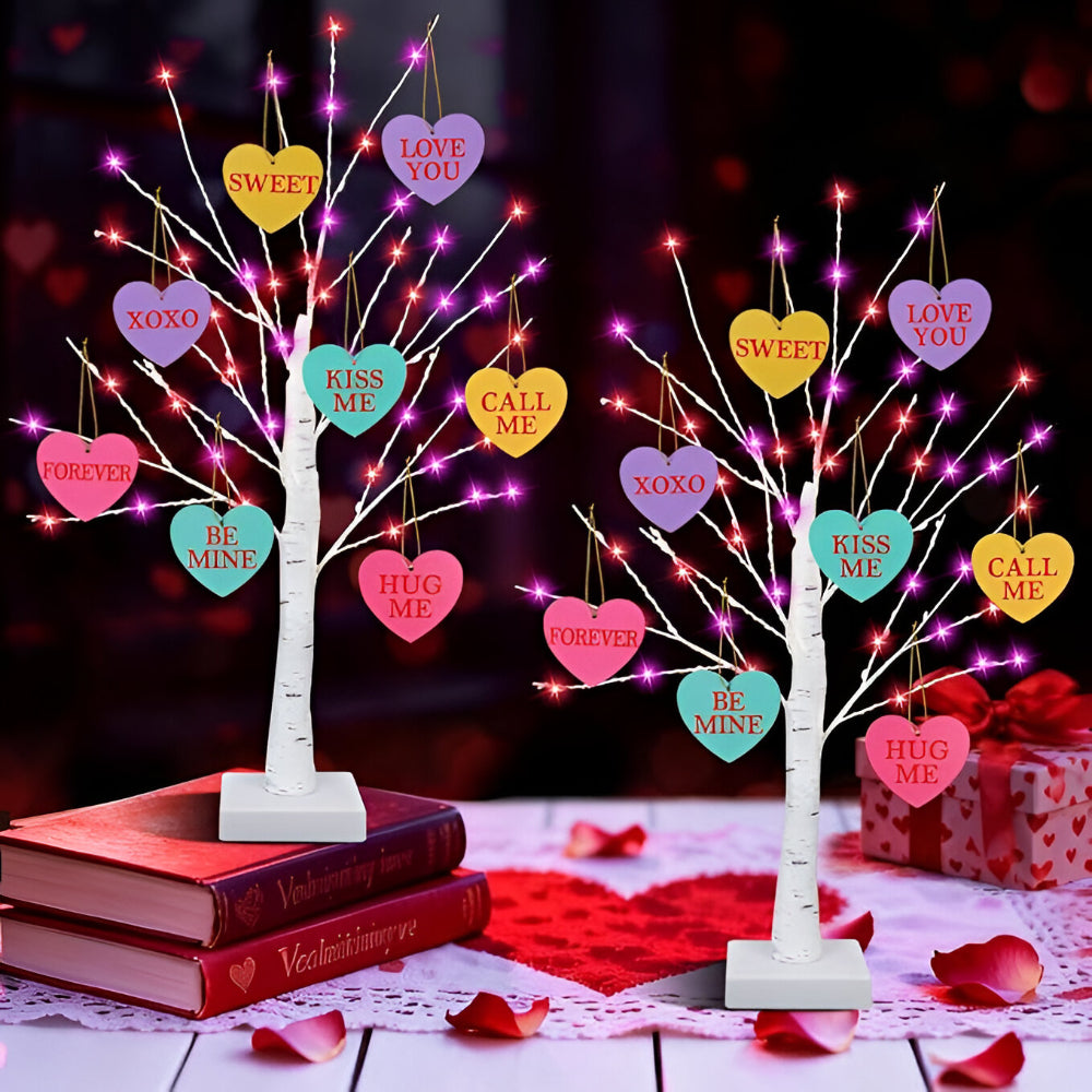Valentine's Day Decoration Lighted Tree Table Hearts