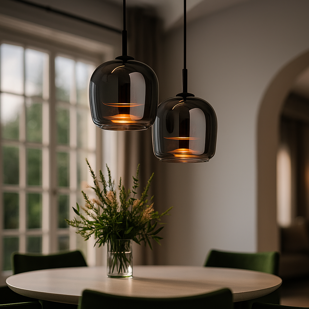 Dekoracyjna Czarna Szklana Lampa Wisząca | Nowoczesna