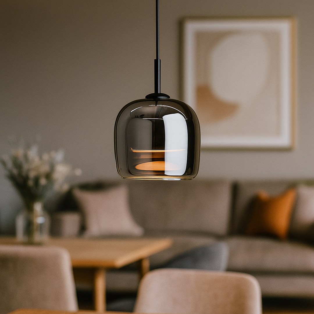 Dekoracyjna Czarna Szklana Lampa Wisząca | Nowoczesna