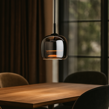 Dekoracyjna Czarna Szklana Lampa Wisząca | Nowoczesna