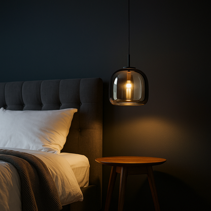 Dekoracyjna Czarna Szklana Lampa Wisząca | Nowoczesna