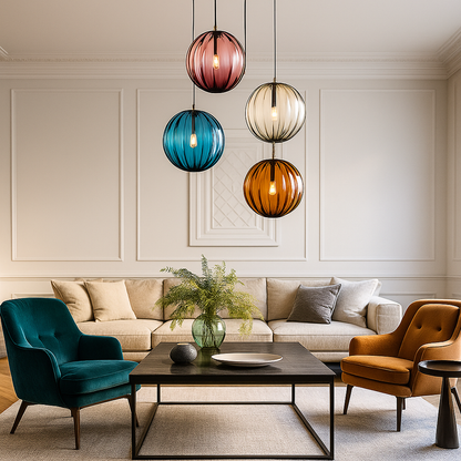 Dekoracyjna Kolorowa Szklana Lampa Wisząca | Styl Bauhaus