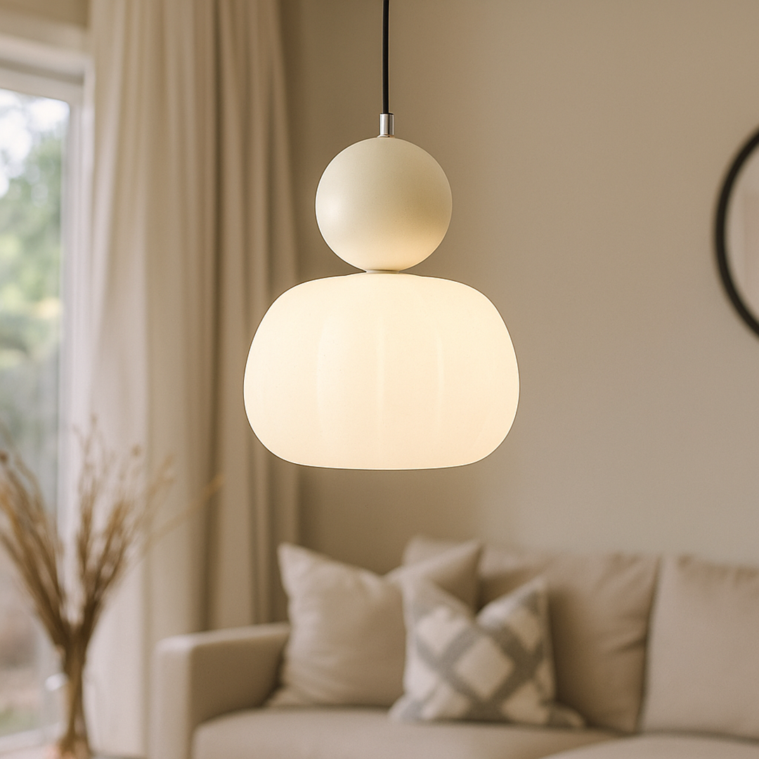 Dekoracyjna Kremowa Lampa Wisząca | Art Deco