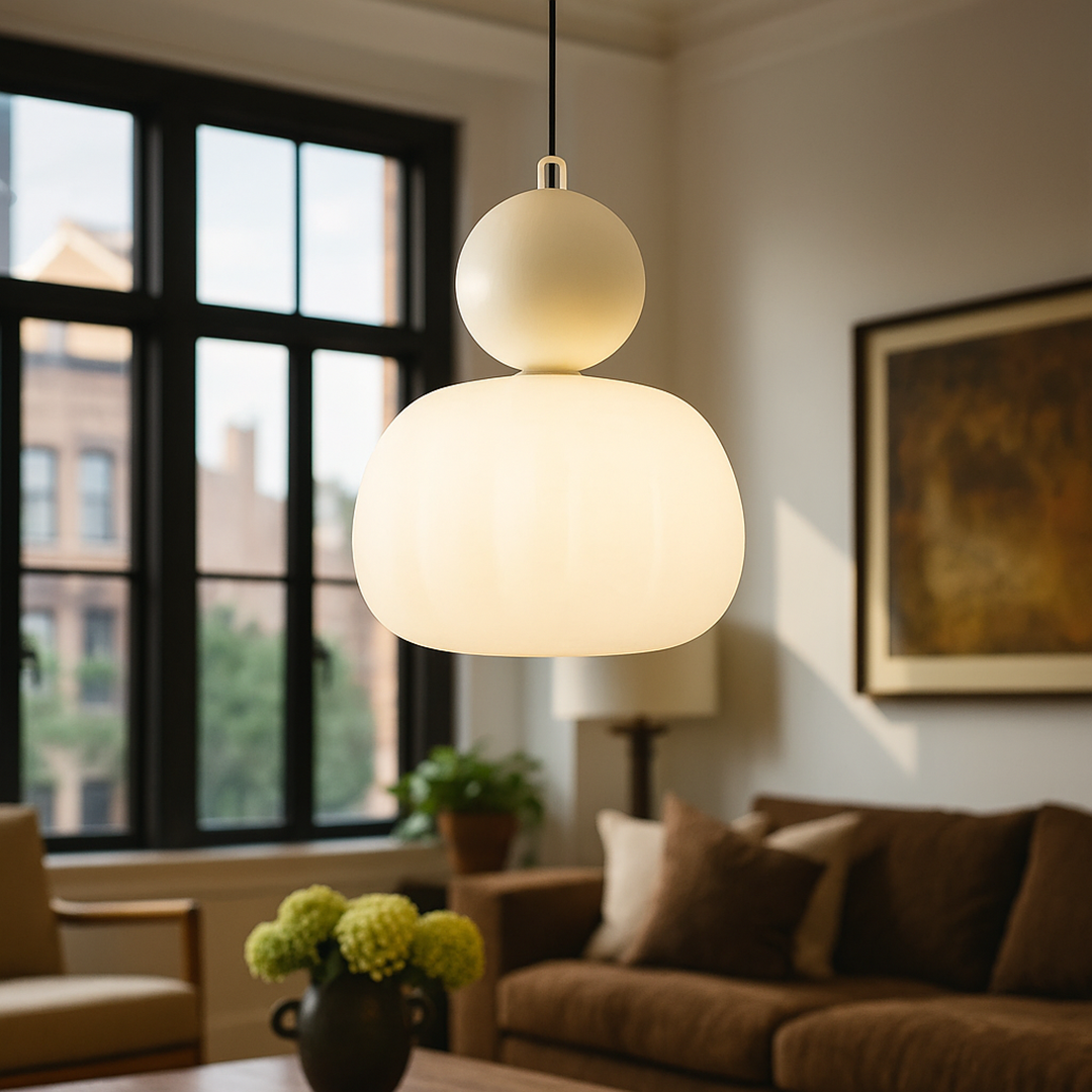 Dekoracyjna Kremowa Lampa Wisząca | Art Deco