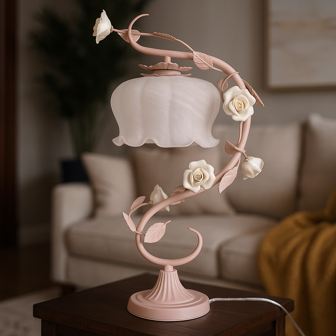 Dekoracyjna Lampa Stołowa W Kształcie Róży | Vintage
