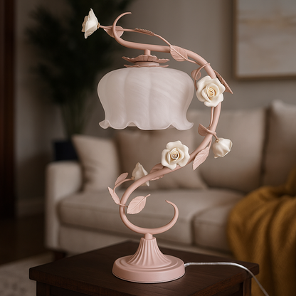 Dekoracyjna Lampa Stołowa W Kształcie Róży | Vintage