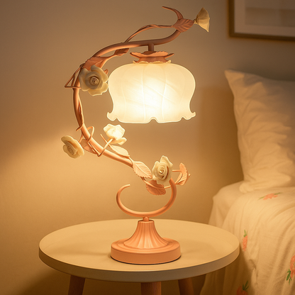 Dekoracyjna Lampa Stołowa W Kształcie Róży | Vintage